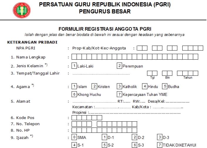 Pendaftaran PGRI Antapani - Persatuan Guru Republik Indonesia Cabang Antapani